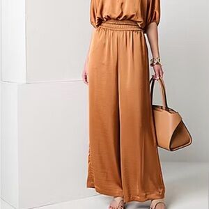 Elegant Tan Wide-Leg Women's Pants